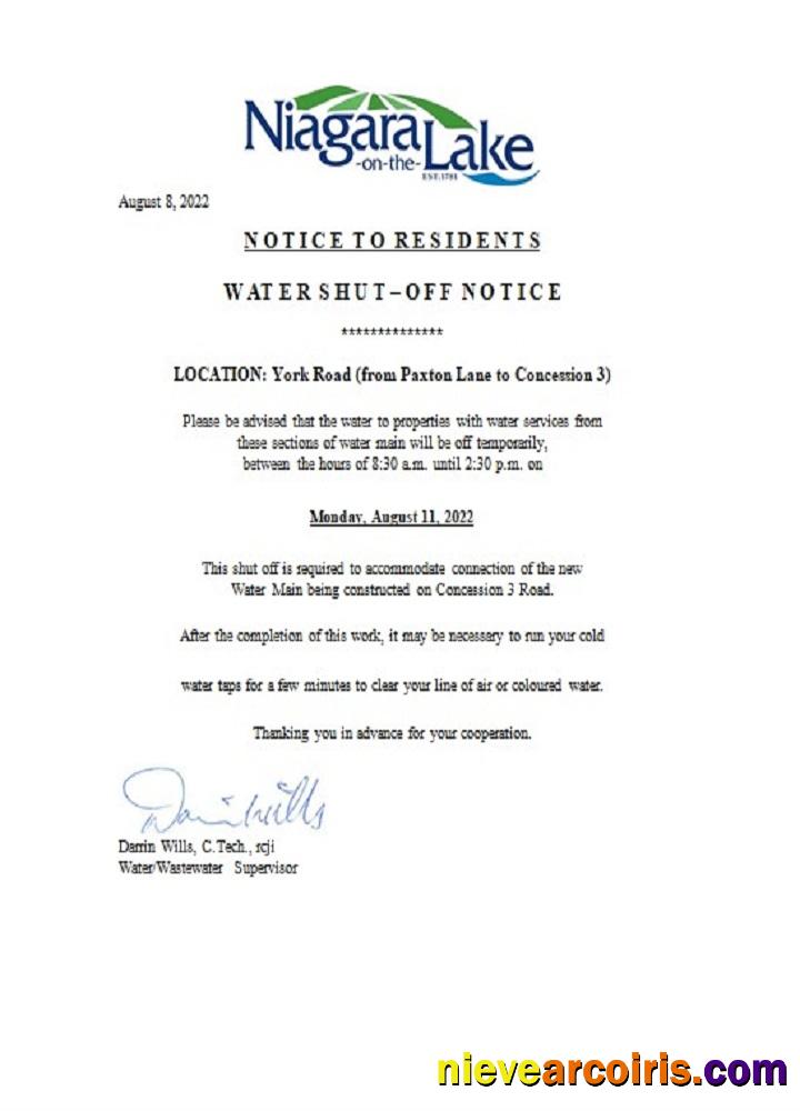 Canada Ontario The Niagara-on-the-Lake water utility